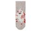 Des chaussettes grises avec une licorne rose et rouge.