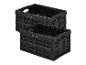 Deux caisses de rangement pliables noires en plastique