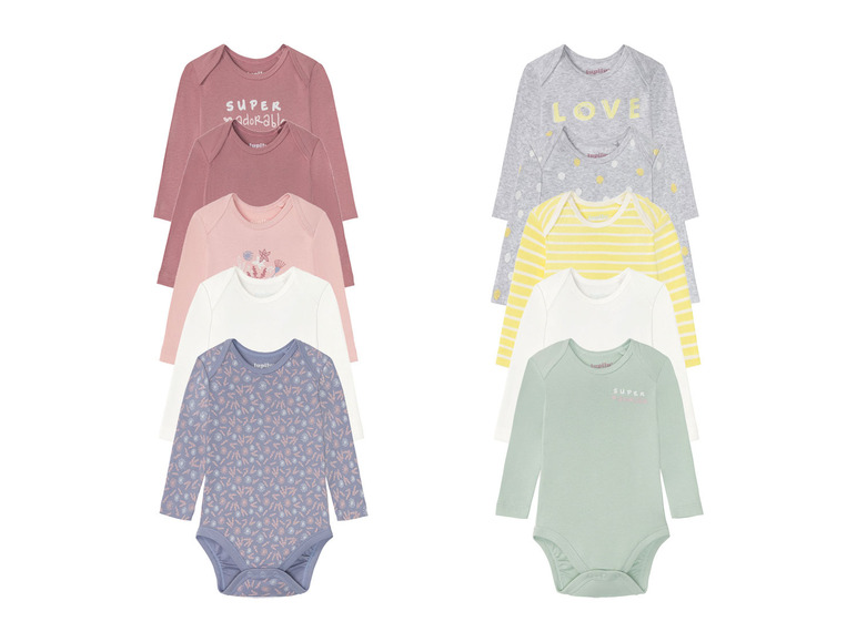 Aller en mode plein écran : lupilu® Lot de 5 bodies bébé - Image 1