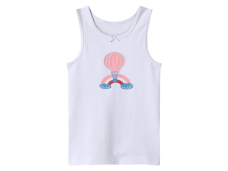 Débardeur blanc pour enfants avec montgolfière rose, arc-en-ciel et nuages