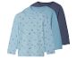 Trois t-shirts manches longues pour enfants, un avec motif cœurs et deux unis.