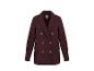 Veste femme bordeaux à double boutonnage avec boutons dorés.