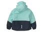 Une veste d'hiver bleu clair et bleu foncé avec capuche de la marque Cooli.