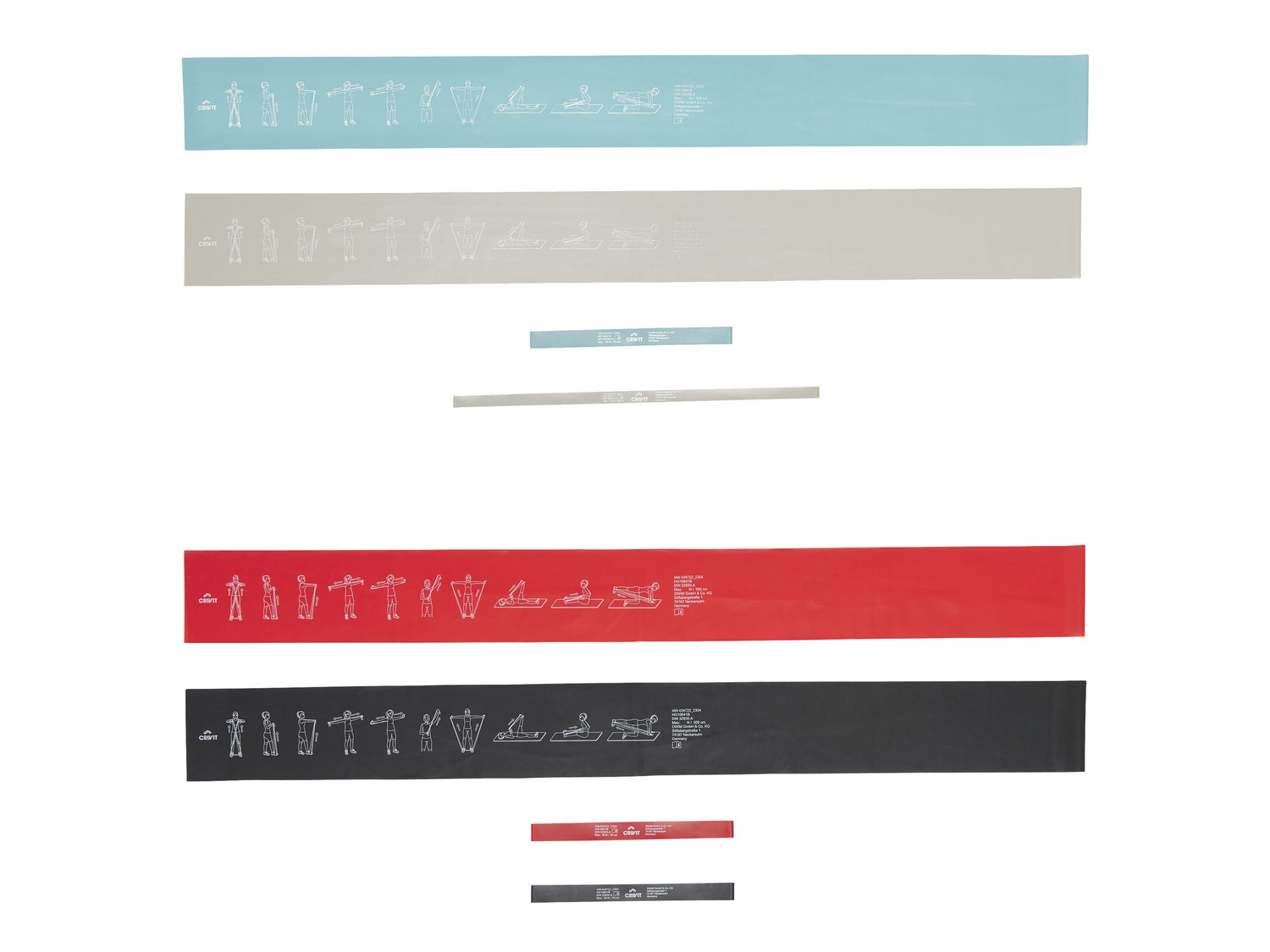 Lot De 4 Bandes De Résistance Fitness - Élastiques Minces Type Theraband, Latex, Pour Entraînement à Domicile