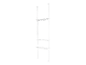 Un porte-vêtements blanc indépendant avec trois étagères.