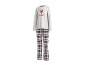 Pyjama de Noël pour femme avec haut à manches longues et pantalon à carreaux.