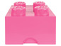 Boîte de rangement LEGO rose avec quatre couvercles.