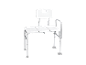 Tabouret de douche réglable avec dossier et accoudoirs.