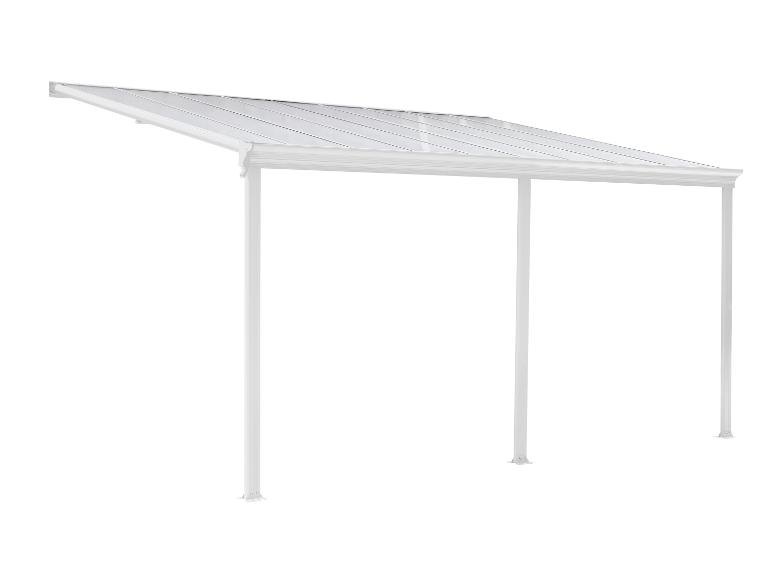 Abri de voiture blanc avec toit transparent et trois poteaux de support