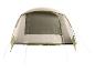 Tente de camping beige et vert olive.