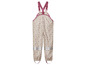 Pantalon de pluie beige avec imprimé feuilles et bretelles roses