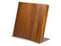 Support à couteaux magnétique en bois avec base en acier inoxydable.