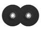 Deux disques de coupe noirs avec centres métalliques, sur fond blanc.