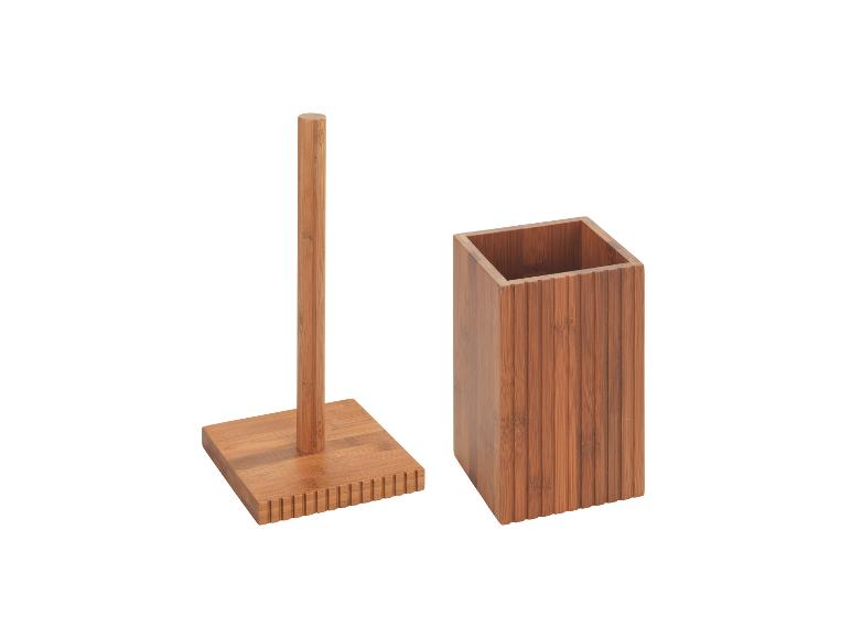 Support pour essuie-tout et range-couverts en bambou.