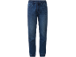Jean jogger bleu foncé avec taille élastique et cordon de serrage.
