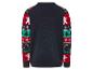 Un pull de Noël bleu foncé avec des motifs de bonhomme en pain d'épices.