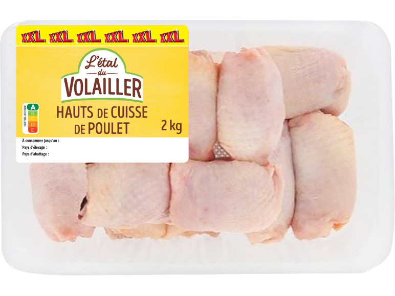 Hauts de cuisse de poulet XXL, 2 kg, avec Nutri-Score A.
