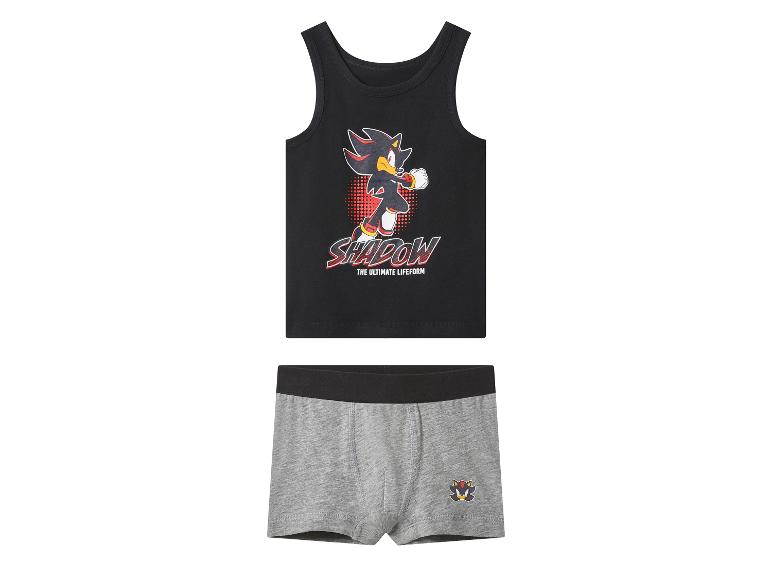 Ensemble de sous-vêtements enfant Shadow the Hedgehog : débardeur noir et boxer gris.