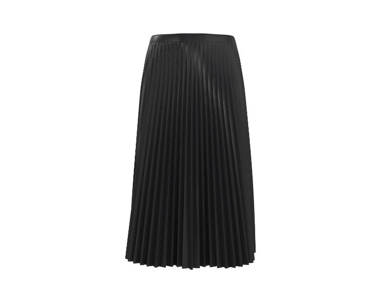 Jupe midi plissée noire sur fond blanc.
