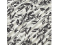 Tissu blanc avec un motif floral noir.