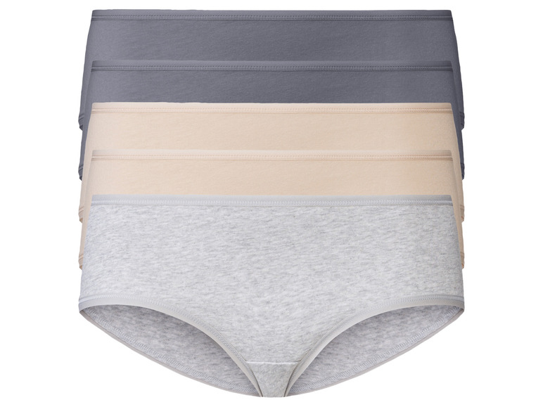 Trois paires de culottes pour femmes en gris, gris clair et beige.