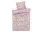 Parure de lit avec housse de couette et taie d'oreiller, motif floral mauve.