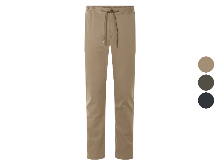 Pantalon beige pour homme avec cordon à la taille.