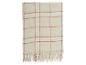 Plaid à carreaux beige avec franges