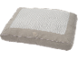 Panier pour chien gris et blanc avec surface de couchage à motif