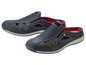 Deux paires de sandales bleues ouvertes pour hommes.