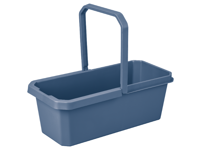 Panier de nettoyage en plastique bleu avec poignée