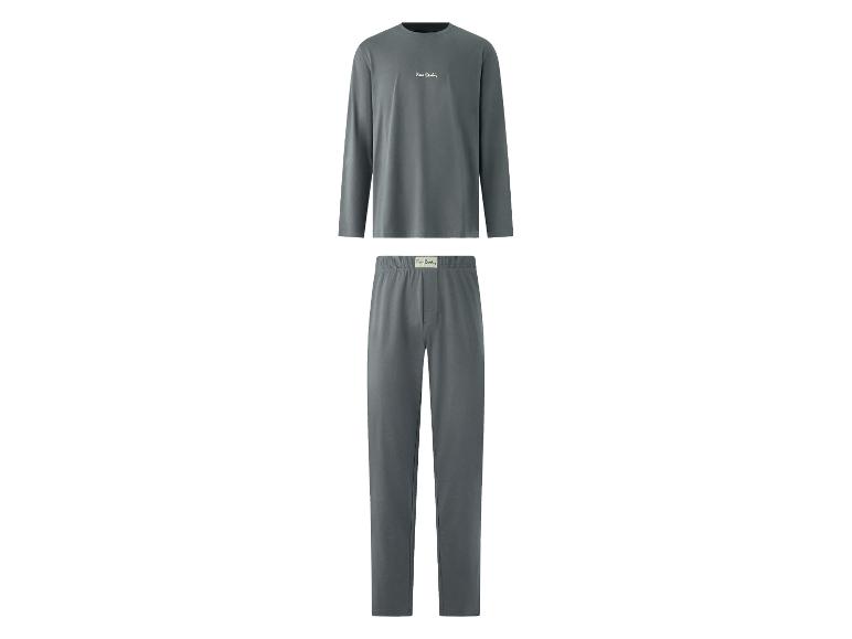 Ensemble de pyjama gris foncé pour homme, composé d'un t-shirt à manches longues et d'un pantalon.