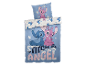 Parure de lit Stitch et Angel : housse de couette et taie d'oreiller.