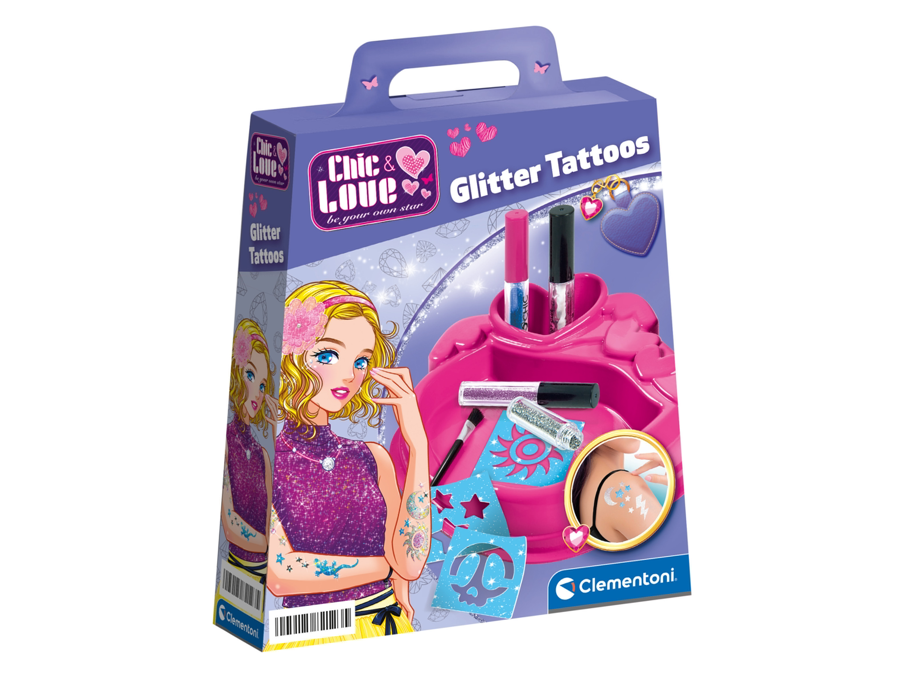 Clementoni Coffret maquillage enfant (Tatouages ​​​​à paillettes)