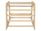 Un étagère en bois avec quatre tablettes et une tablette supérieure.
