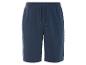 Shorts en tissu bleu marine, style décontracté.
