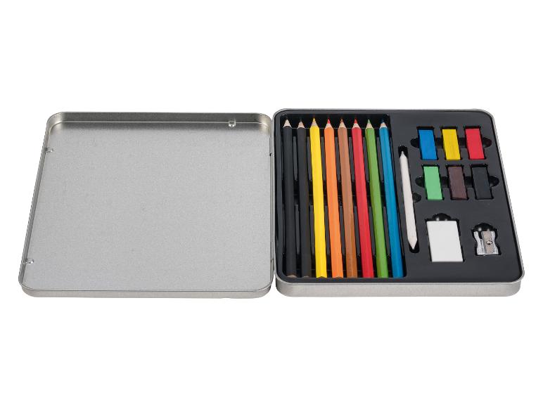 Set d’esquisse et de dessin ou coffret de crayons de couleur