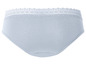 Une culotte bleu clair avec de la dentelle en haut.