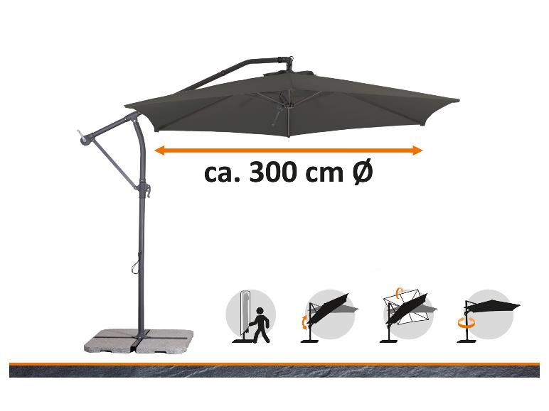 Parasol de jardin de 300 cm de diamètre avec fonctions d'inclinaison et de rotation.