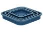 Ensemble de quatre récipients de rangement pliables carrés bleus