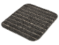 Tapis gris foncé avec des rayures plus claires.