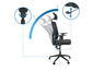 Un fauteuil de bureau noir avec dossier, hauteur d'assise et accoudoirs réglables.