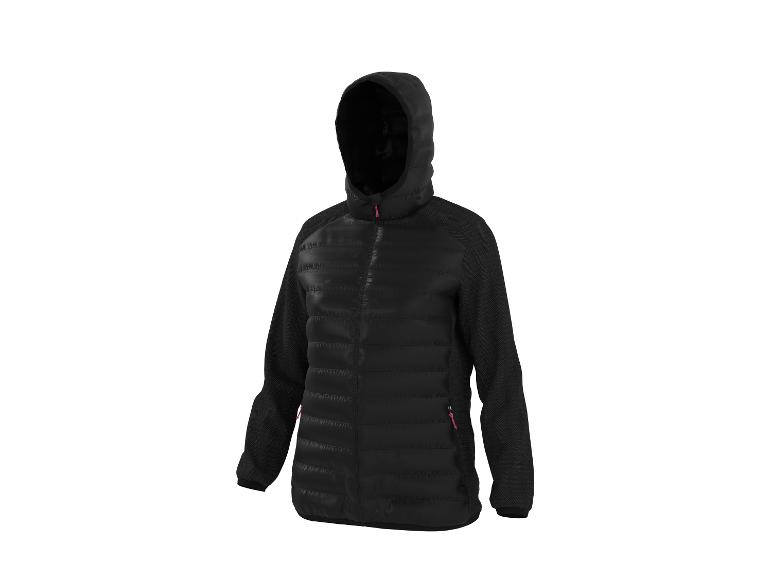 Doudoune noire à capuche avec manches à motif chevrons