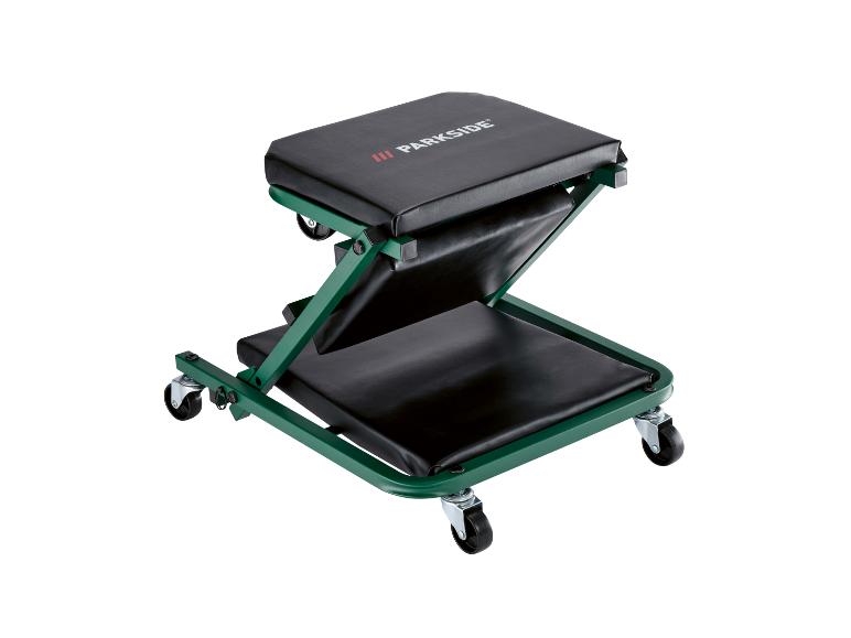 Tabouret d'atelier pliable Parkside, vert et noir, avec roulettes