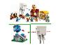 Ensemble LEGO Minecraft avec figurines, bâtiments et une figurine fantôme lance-disques.