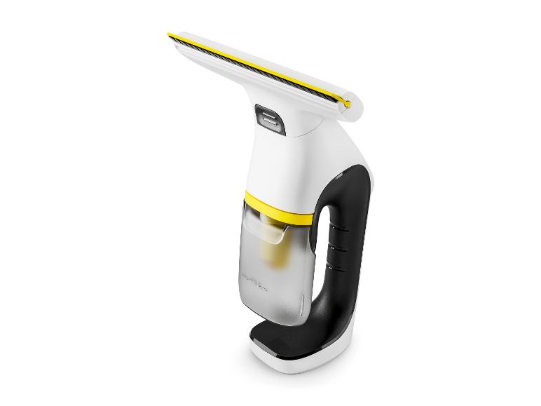 Nettoyeur de vitres blanc et noir avec des accents jaunes
