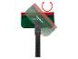 Une brosse verte Parkside avec une bordure rouge, fixée à un manche noir.