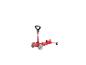Trottinette rouge pour enfants à trois roues et guidon noir.
