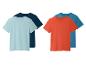 T-shirts unis: bleu clair, bleu marine, orange et bleu sarcelle.