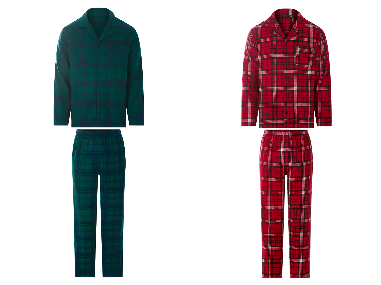 Pyjama long en flanelle pour homme ESMARA MEN en vert et rouge à carreaux.